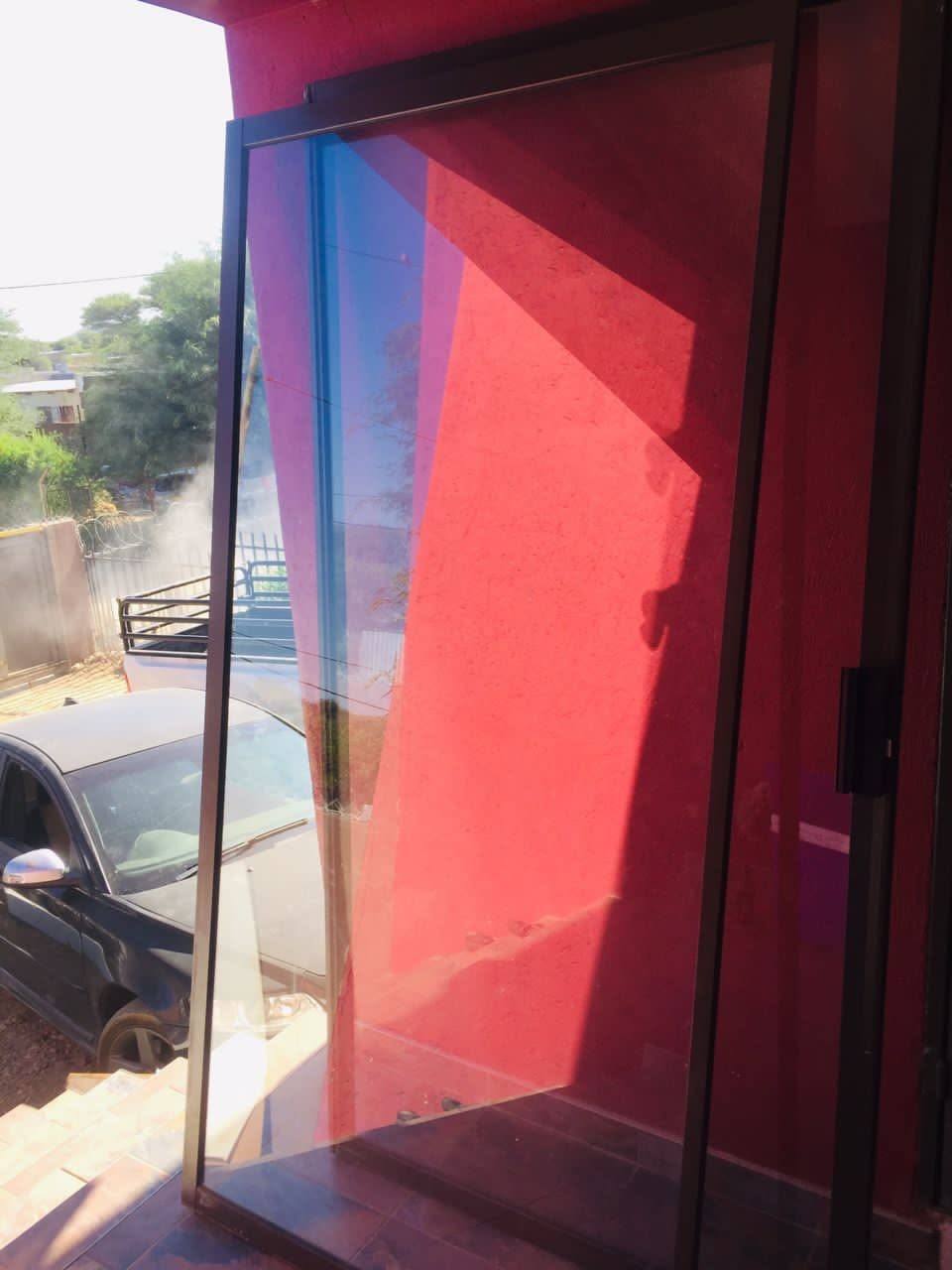 Aluminium shopfront glass panel installation, Windhoek